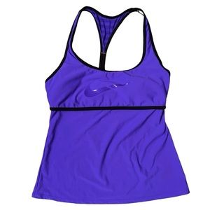 Nike Swim Tankini Sport Swim Top Racerback Size 8 Purple Black Trim Beach Travel